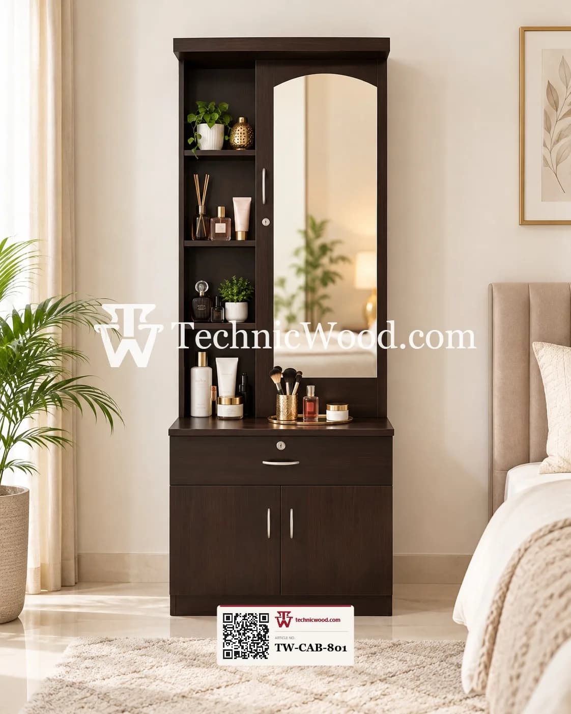 Mirrored Wooden Dressing Cabinet – Engineered wood Dressing Cabinets (ڈریسنگ کیبنٹس)