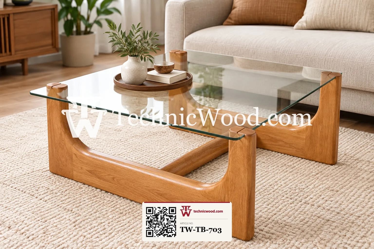 Warm Modern Glass Top Coffee Table tw