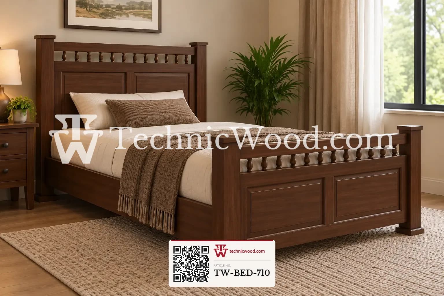 Warm Rustic Bedroom with Panel Bed