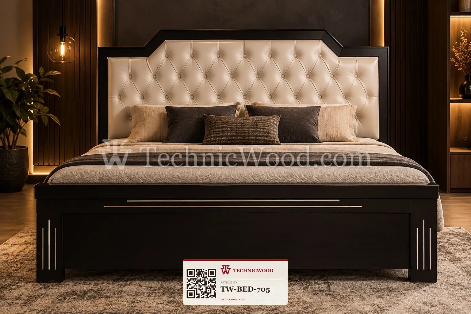 Shaped Tufted Headboard Bed – Beds (بیڈز)